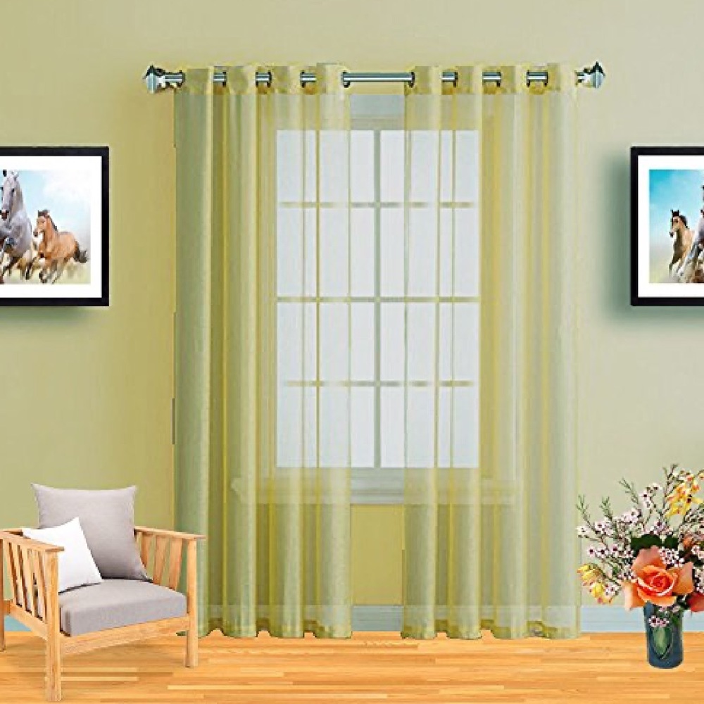 Caroline Yellow 2 panels linen textured with 8 grommets each